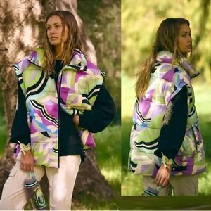 Free People Movement Bubble Printed Puffer Vest S Kai Geo-Super Berry FP cute